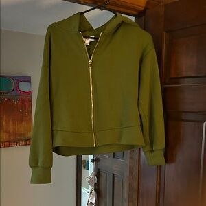 Magaschoni Olive Green Women's Zip-Up Hoodie